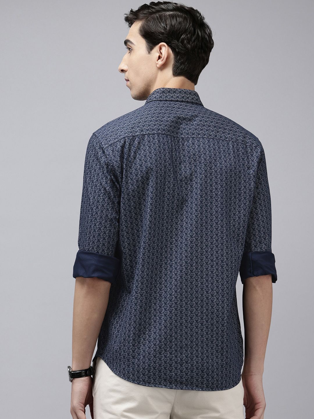 Park Avenue Slim Fit Geometric Printed Pure Cotton Casual Shirt
