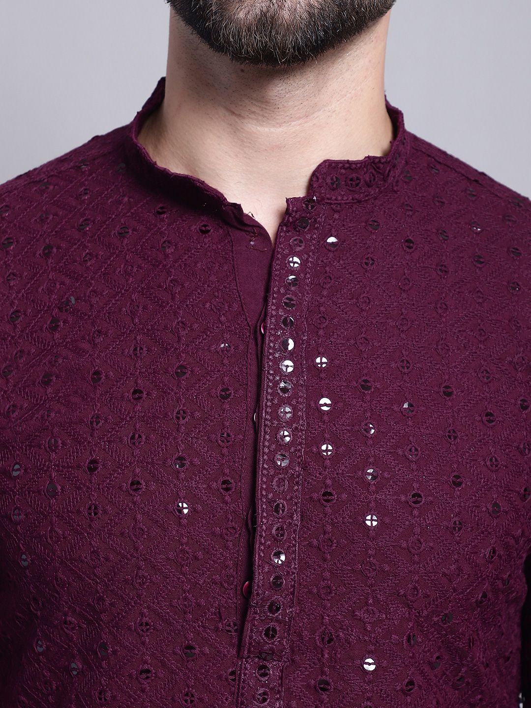 SOJANYA Lelaki Motif Etnik Kurta Bersulam Labuci