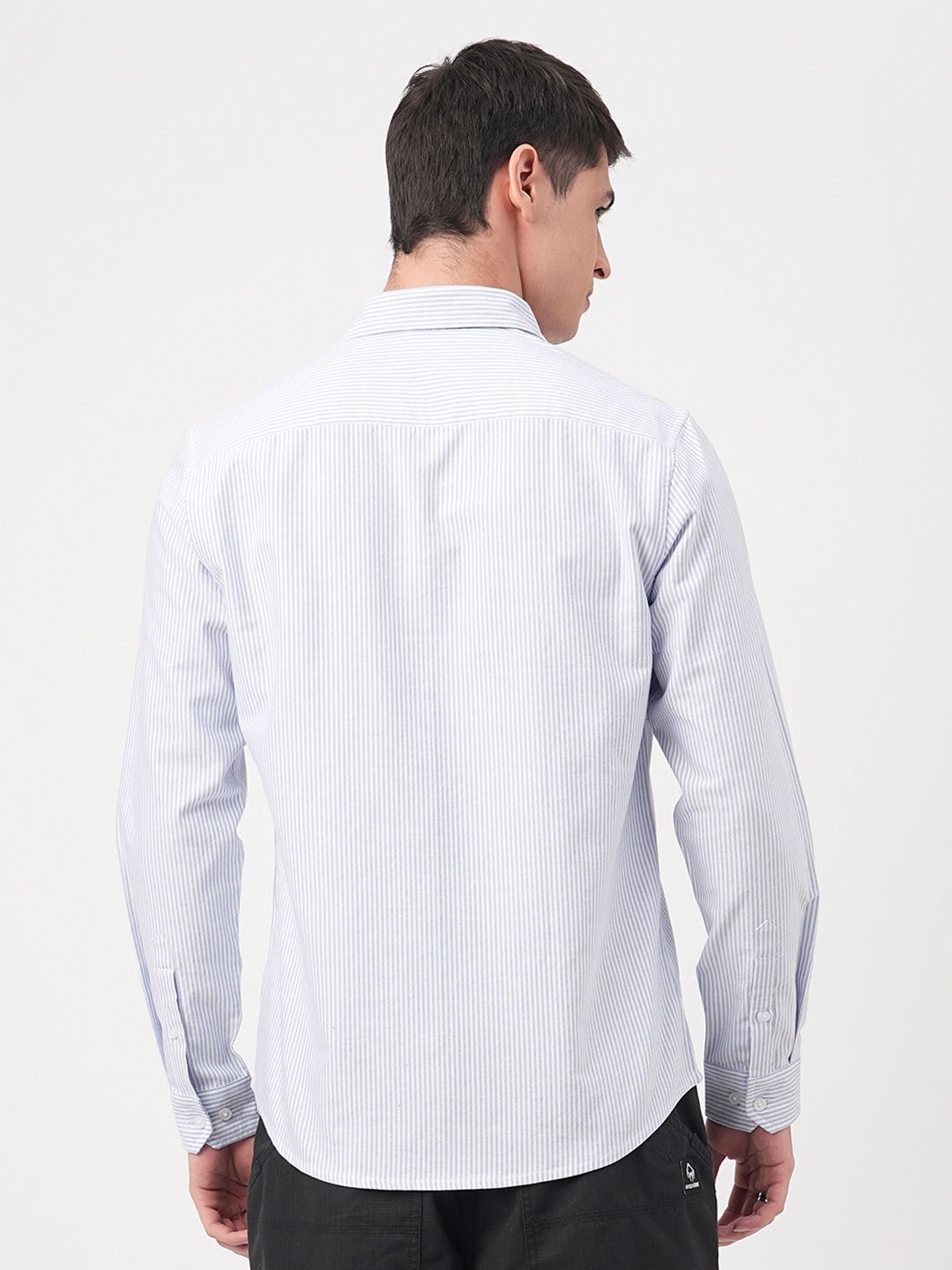 VASTRADO Men Classic Slim Fit Cutaway Collar Pinstripes Striped Cotton Casual Shirt