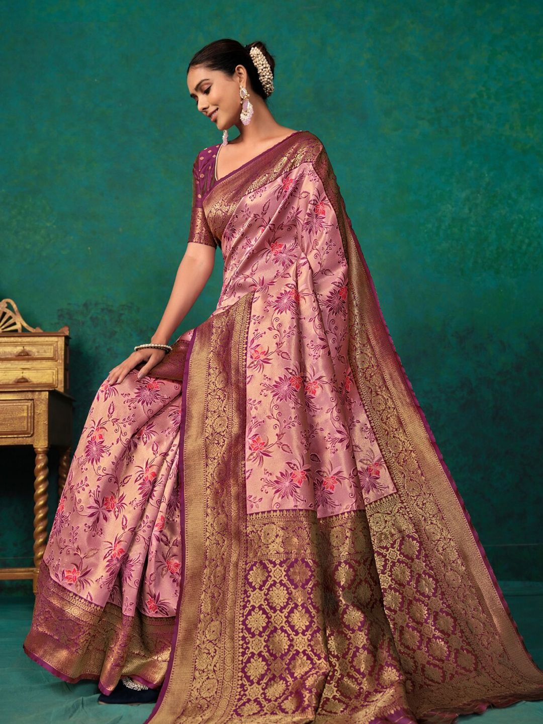 KALINI Ethnic Motifs Woven Design Zari Paithani Saree