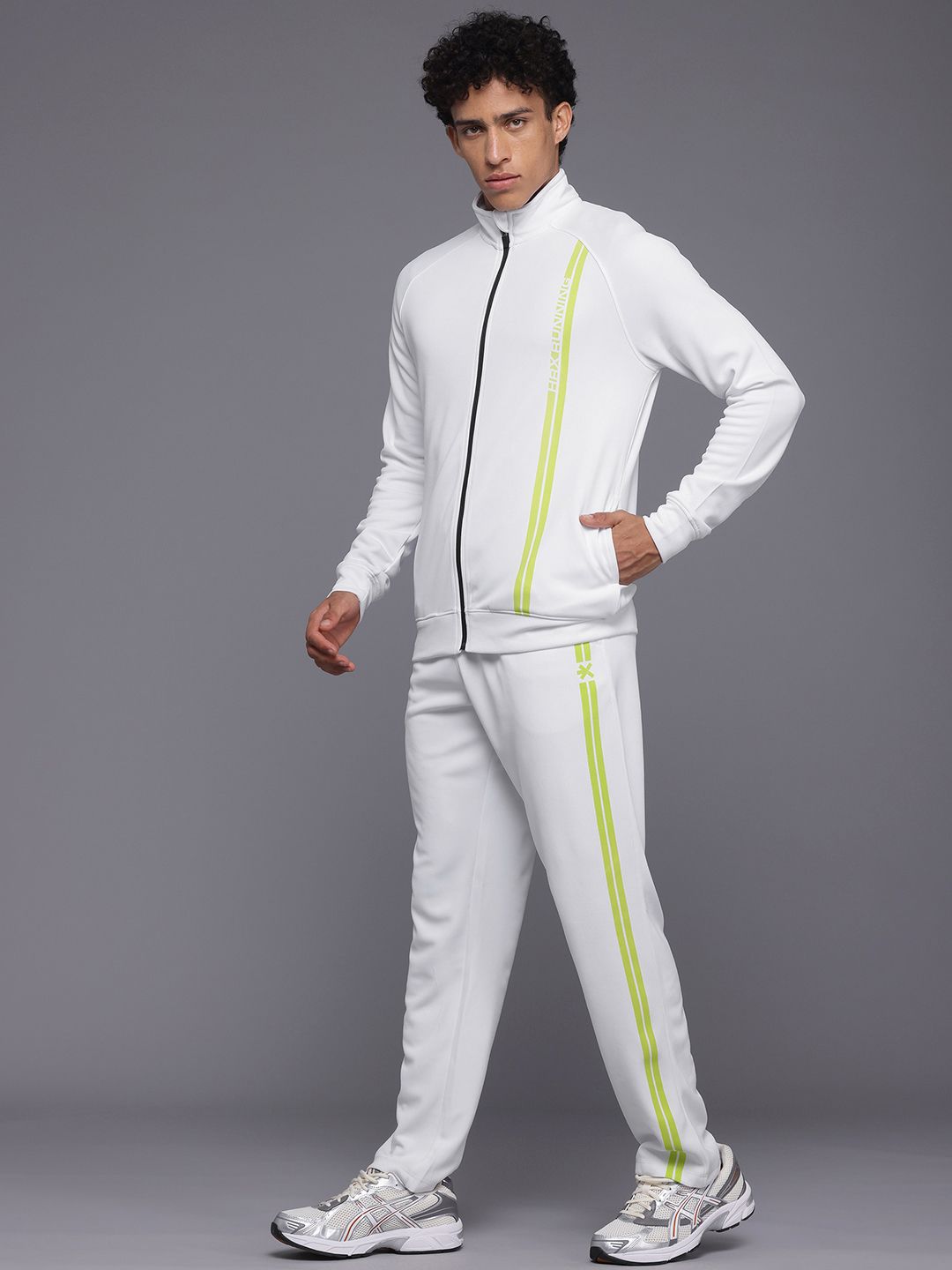 HRX by Hrithik Roshan Striped Detail Rapid-Dry Running Zip-Up Tracksuit