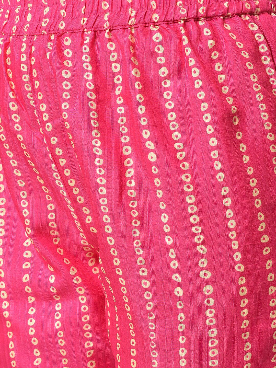 W Polka Print Karnatka Silk Kurta With Straight Pant & Dupatta