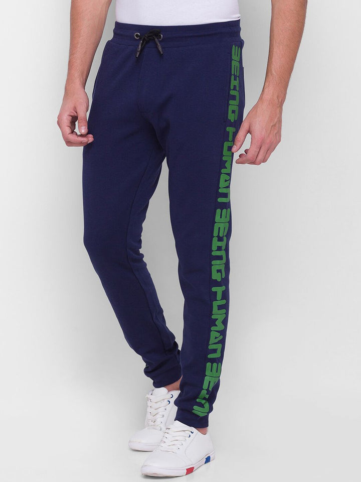 Being Human Men Navy Blue Solid Joggers