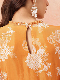 all about you Floral Printed Gotta Patti Detail Maxi Ethnic Fit & Flare Dress