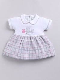 Moms Love Infant Girls Pure Cotton Checked Dress with Trousers