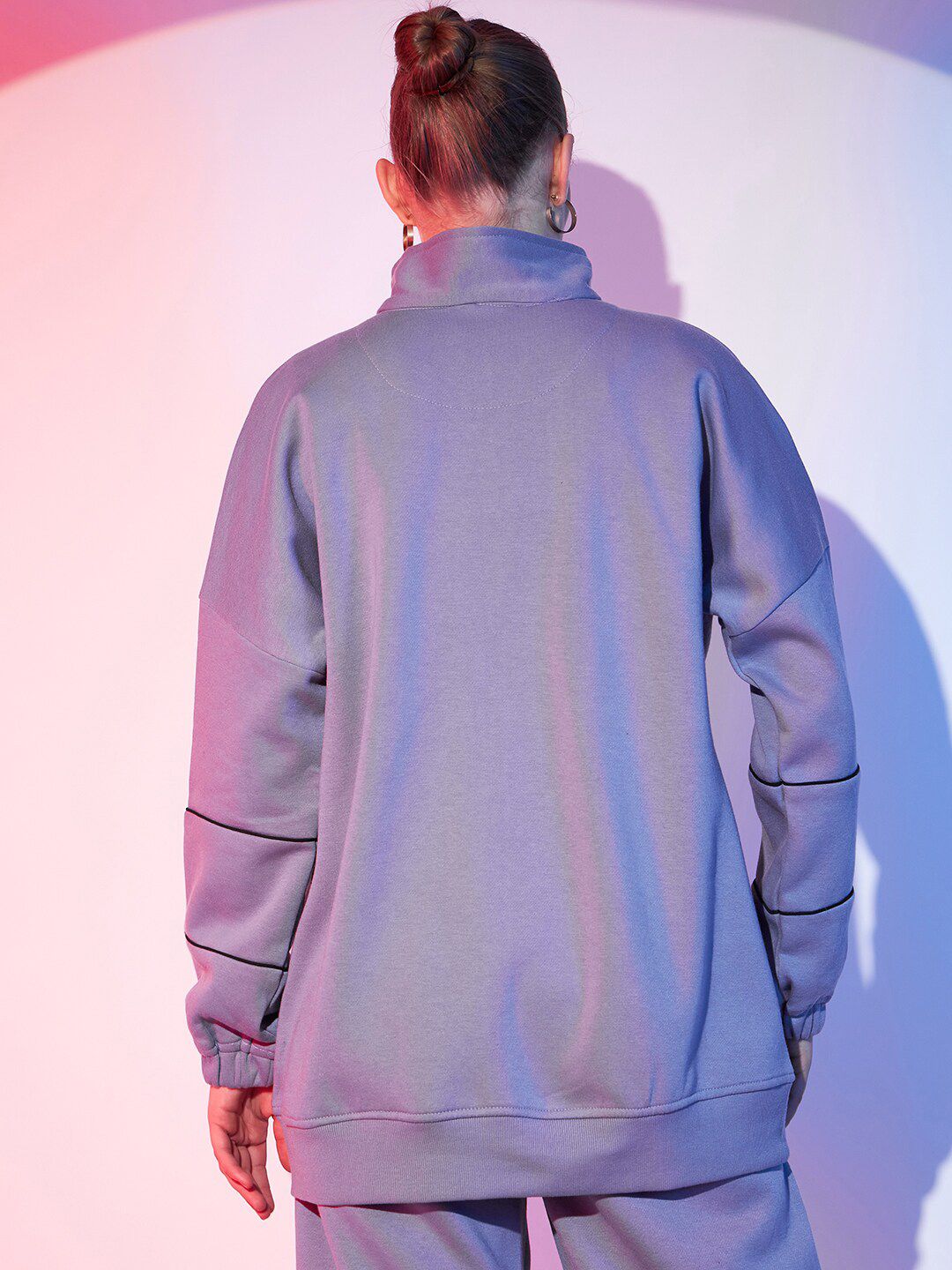 STREET 9 High Neck Half Zipper Fleece Pullover Sweatshirt