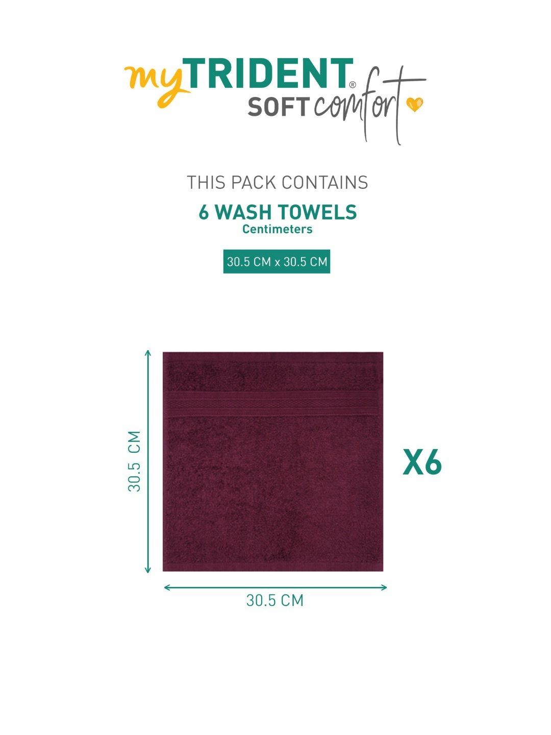 MYTRIDENT Maroon 6 Pieces Cotton Soft Comfort 500 GSM Reversible Face Towel