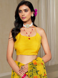 KALINI Yellow Pure Cotton Woven Design Sarees