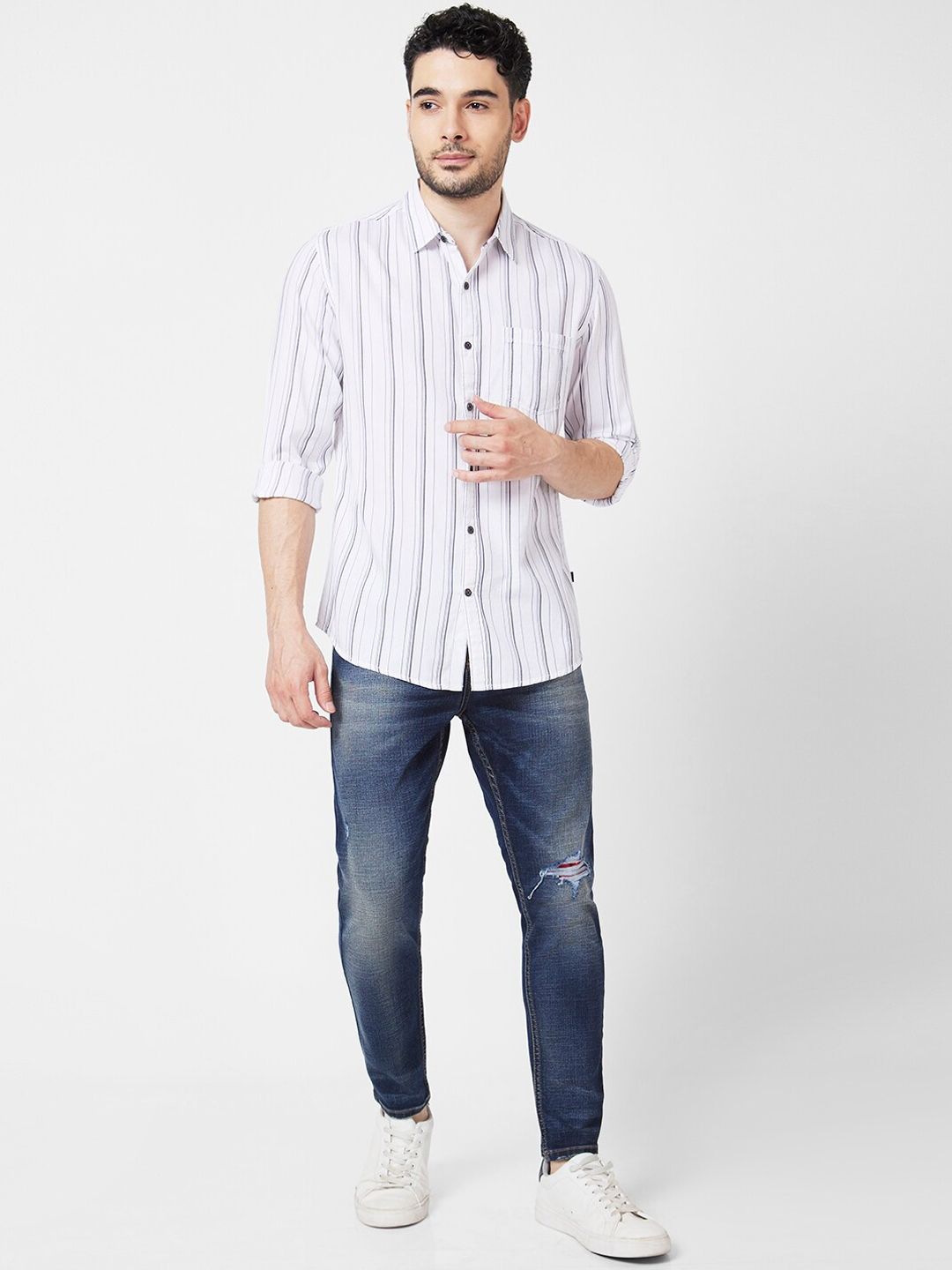 SPYKAR Men Kano Skinny Fit Mildly Distressed Heavy Fade Stretchable Jeans