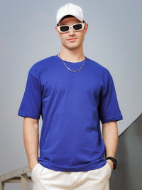ADRO Round Neck Drop-Shoulder Sleeves Oversized Pure Cotton T-shirt