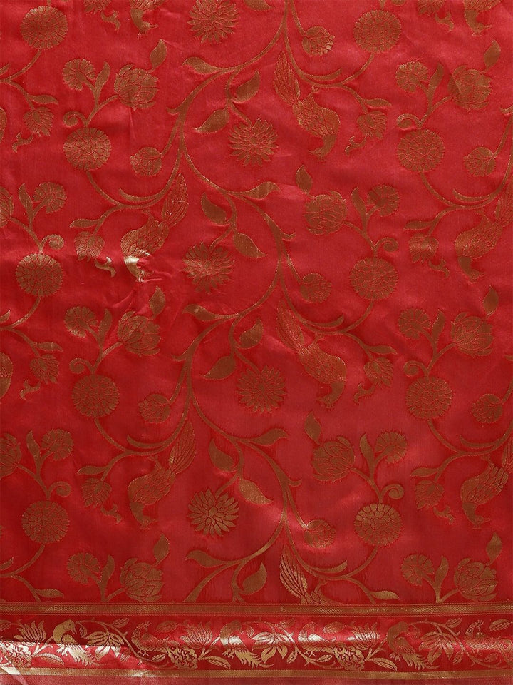 Saree mall Floral Woven Design Zari Silk Blend Banarasi Sarees