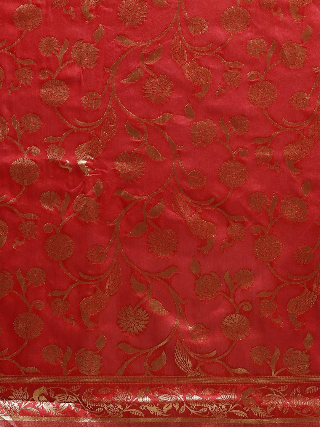 Saree mall Floral Woven Design Zari Silk Blend Banarasi Sarees