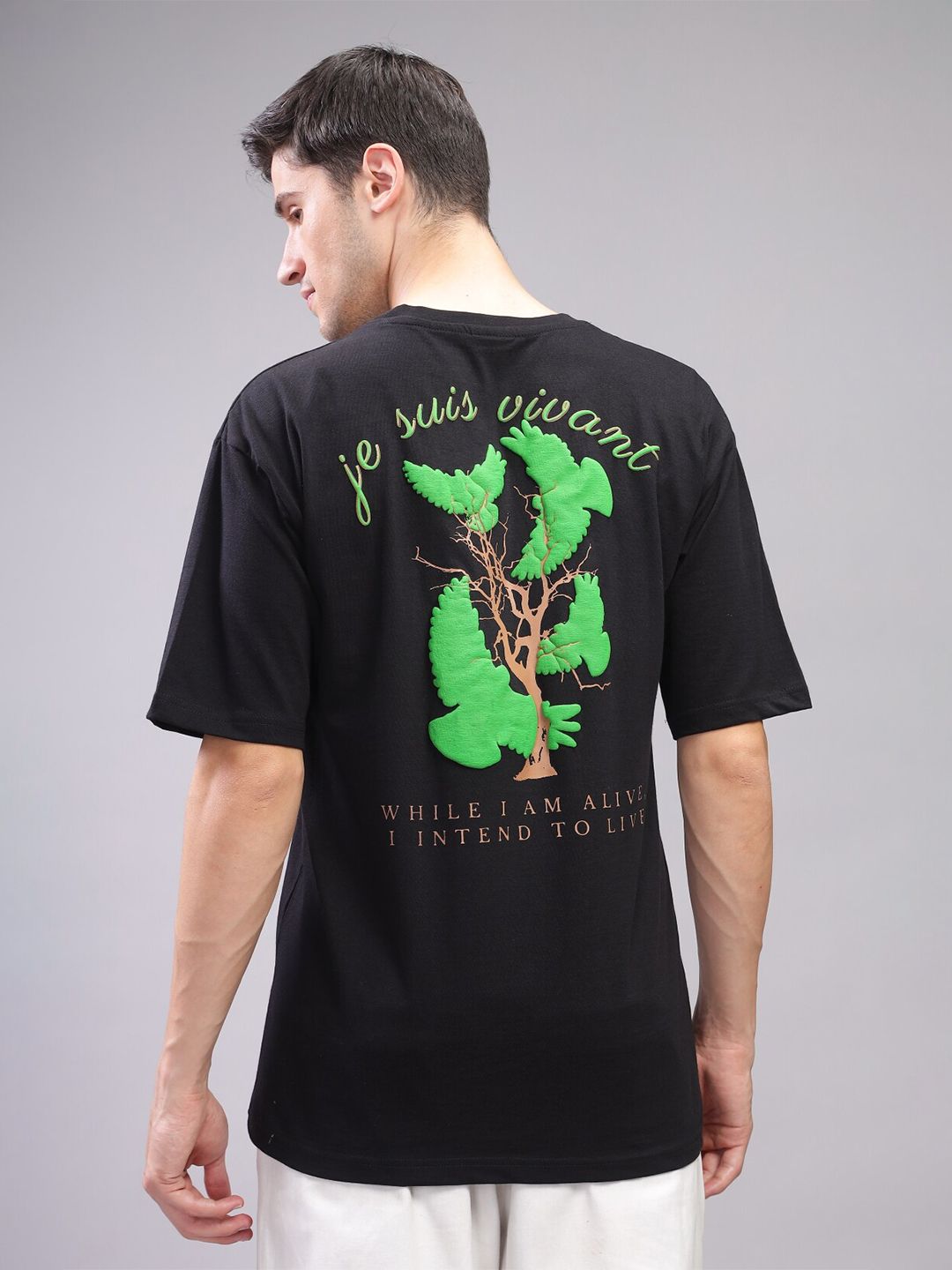 ADRO Men Typography Printed Applique T-shirt