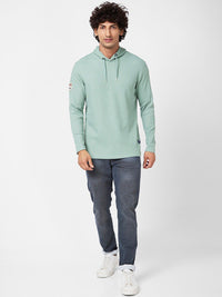 SPYKAR Self Design Hooded Slim Fit T-shirt