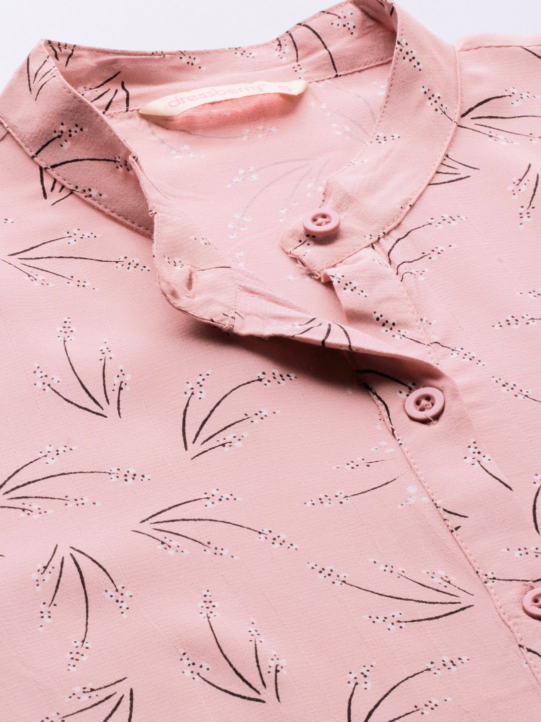 DressBerry Women Pink & Black Printed Casual Shirt