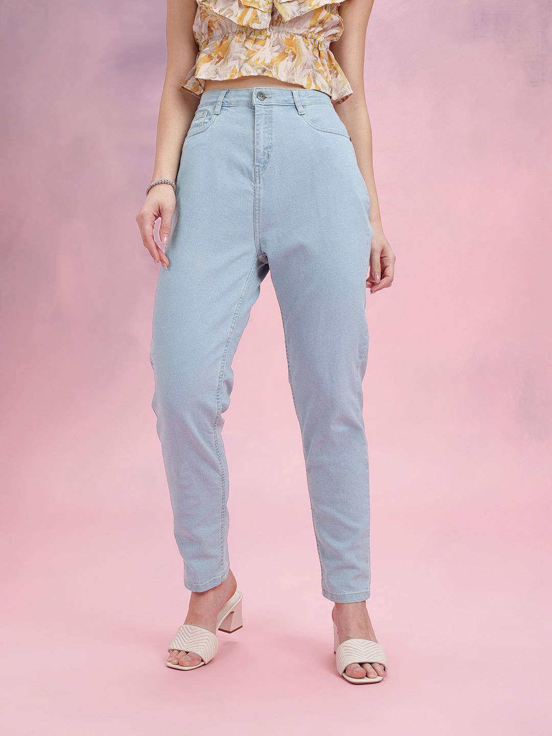 DressBerry Women Mid-Rise Stretchable Mom Fit Jeans