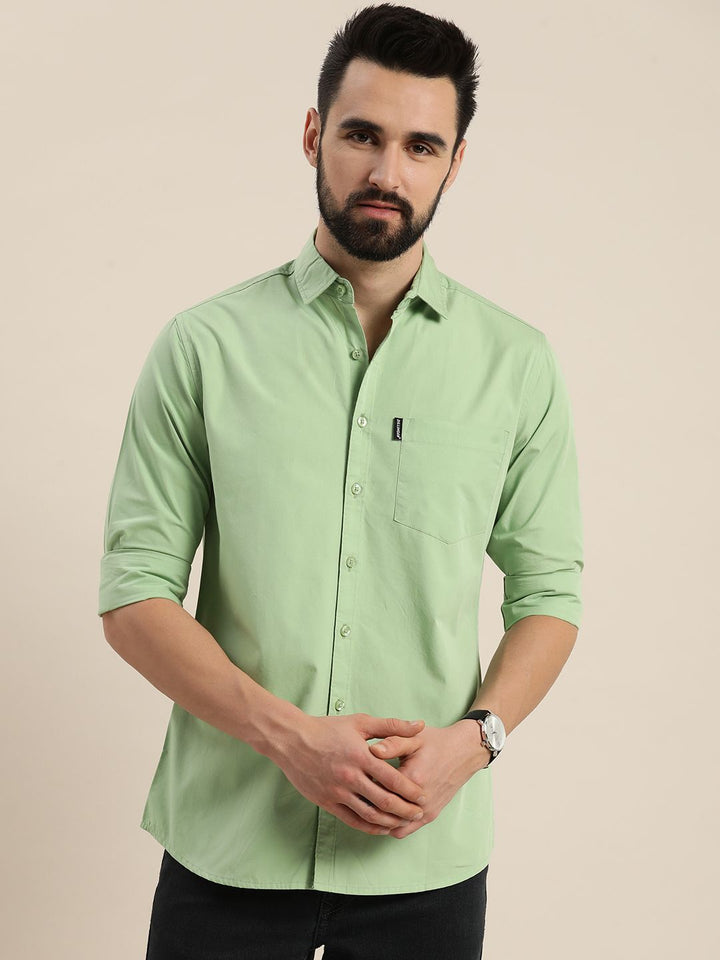 DILLINGER Men Green Cotton Casual Shirt