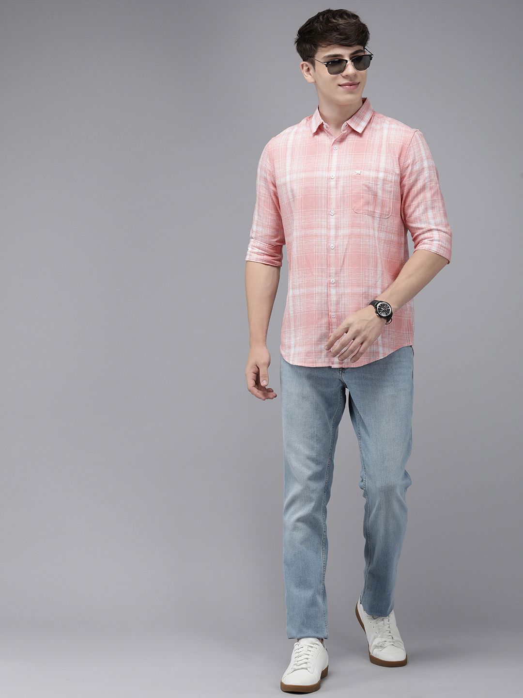 THE BEAR HOUSE Men Slim Fit Tartan Checked Casual Shirt