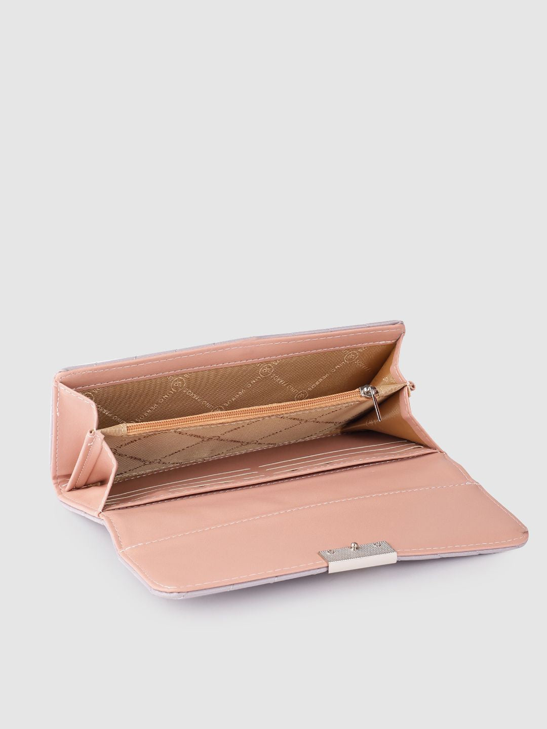 Lino Perros Women Geometric Textured Envelope Wallet with Quilted Detail