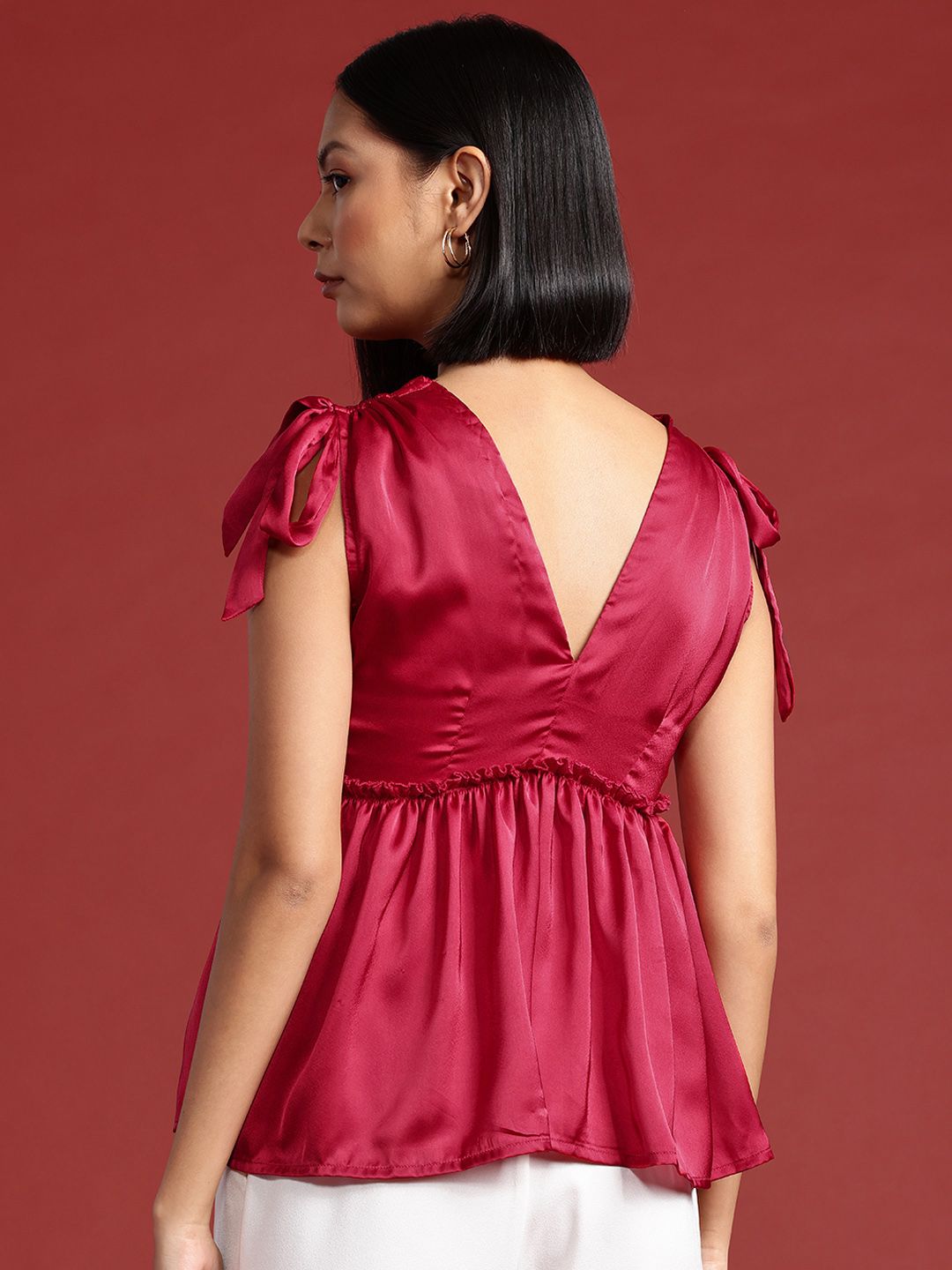 all about you Satin-Finish Cinched Waist Top