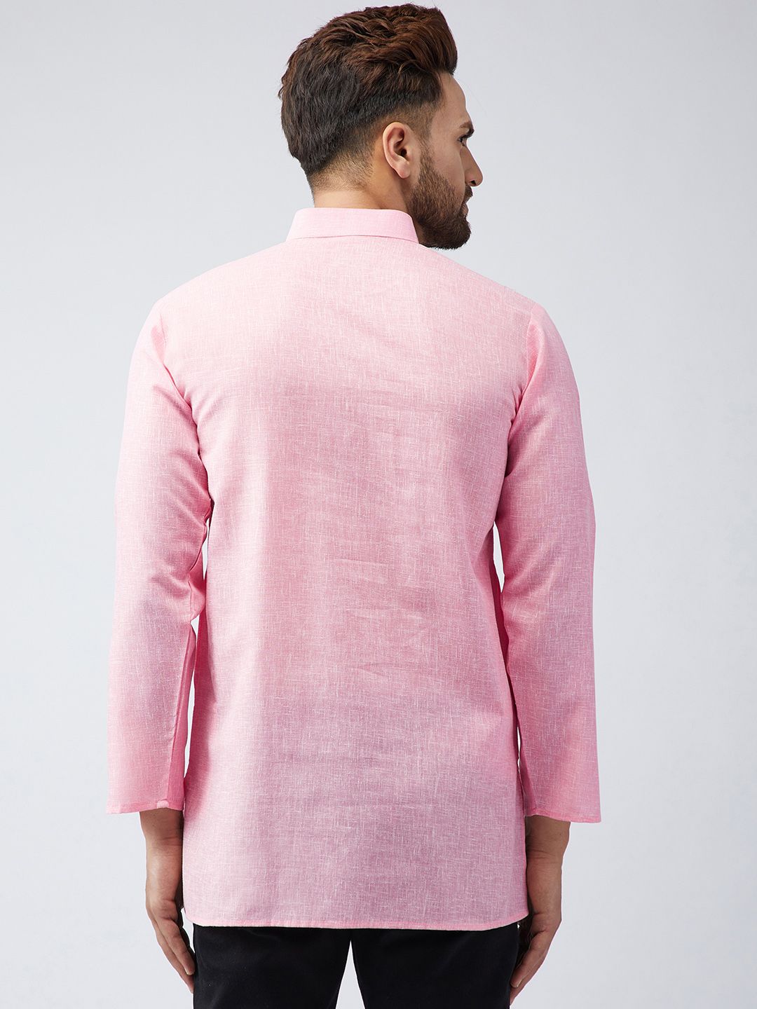 SOJANYA Men Pink Solid Short Kurta