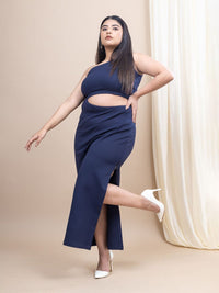 Mamicha Women One-Shoulder Cut-Out Detailed Bodycon Midi Dress