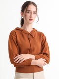 RAREISM Women Rust & Brown Crop Cotton Pullover