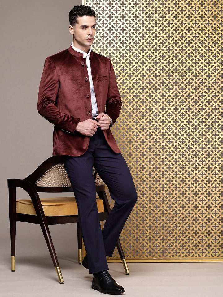 House of Pataudi Velvet Finish Jashn Party Bandhgala Blazers