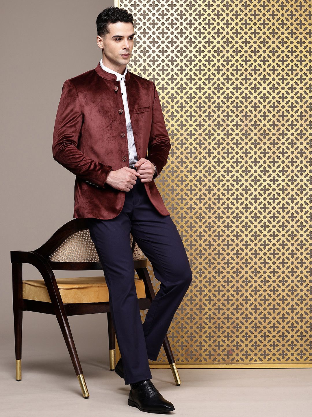 House of Pataudi Velvet Finish Jashn Party Bandhgala Blazers
