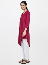 Global Desi Red Shirt Collar Tunic