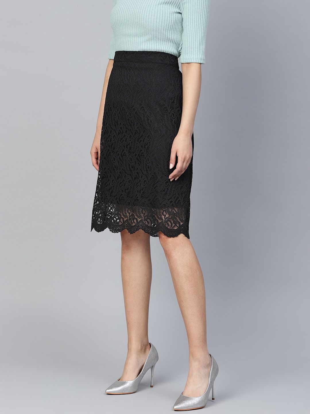 Athena Black Lace A-Line Skirt
