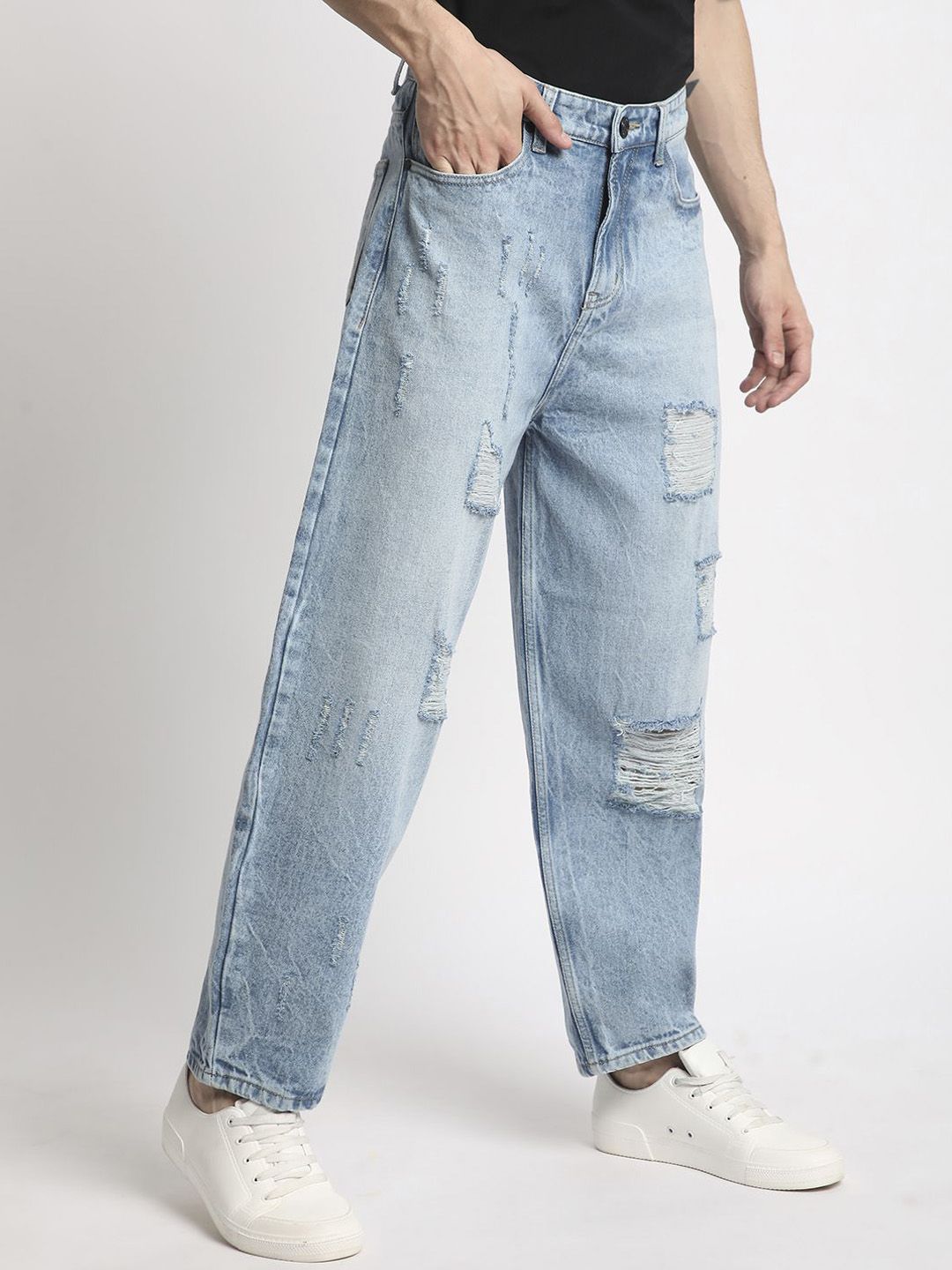 Bene Kleed Men Mid-Rise Highly Distressed Baggy Fit Jeans