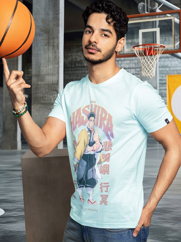 Bewakoof Official Demon Slayer Pure Cotton Stone Hashira Graphic Printed T-shirt