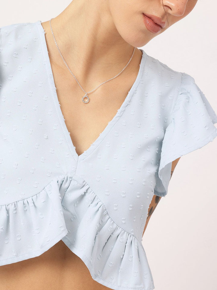 DressBerry Dobby Chic Ruffled Crop Top