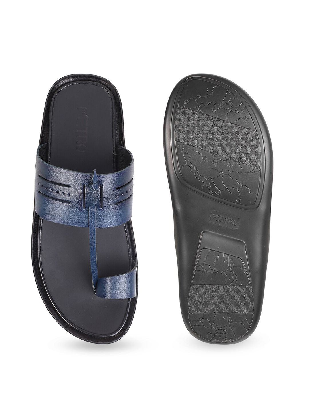 Metro Men Textured Leather Comfort Sandals