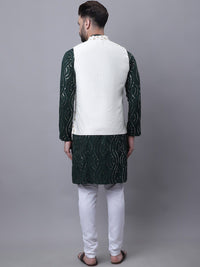 SOJANYA Men Ethnic Motifs Embroidered Pure Cotton Kurta With Pyjamas & Nehru Jacket