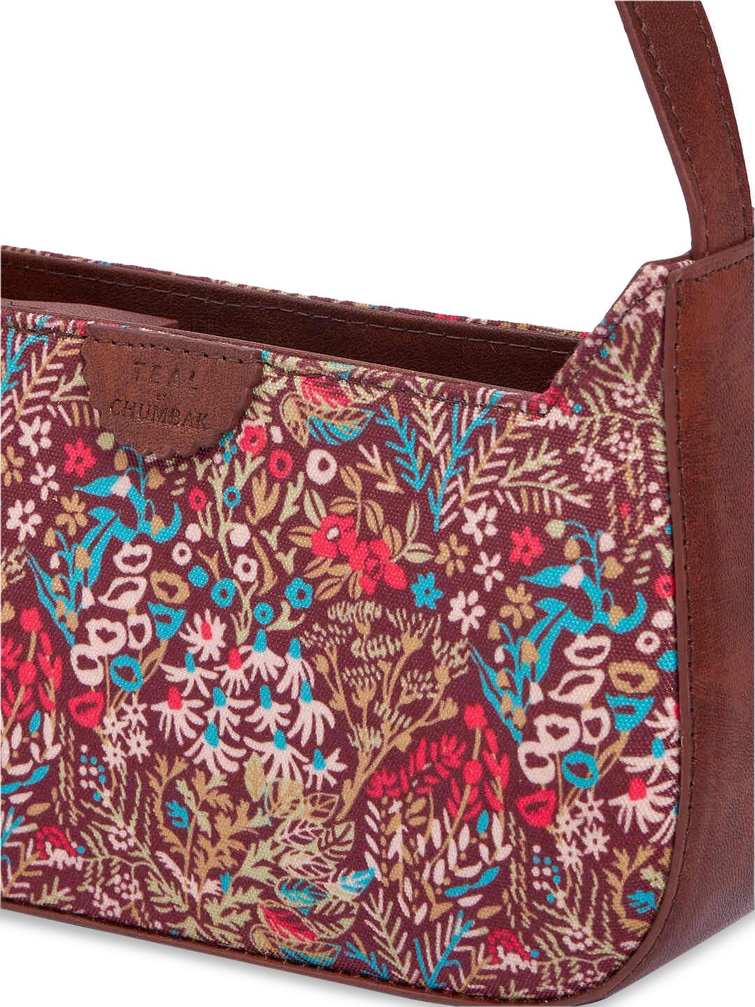 TEAL BY CHUMBAK Floral Printed Structured Sling Bag