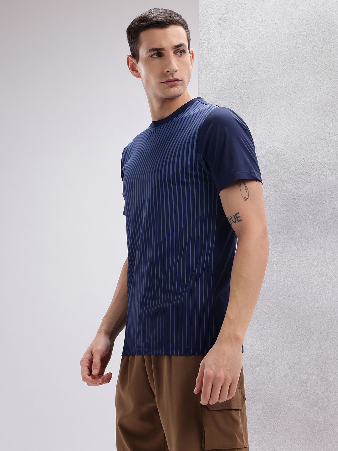 HRX by Hrithik Roshan Men Striped Rapid Dry Training T-shirt