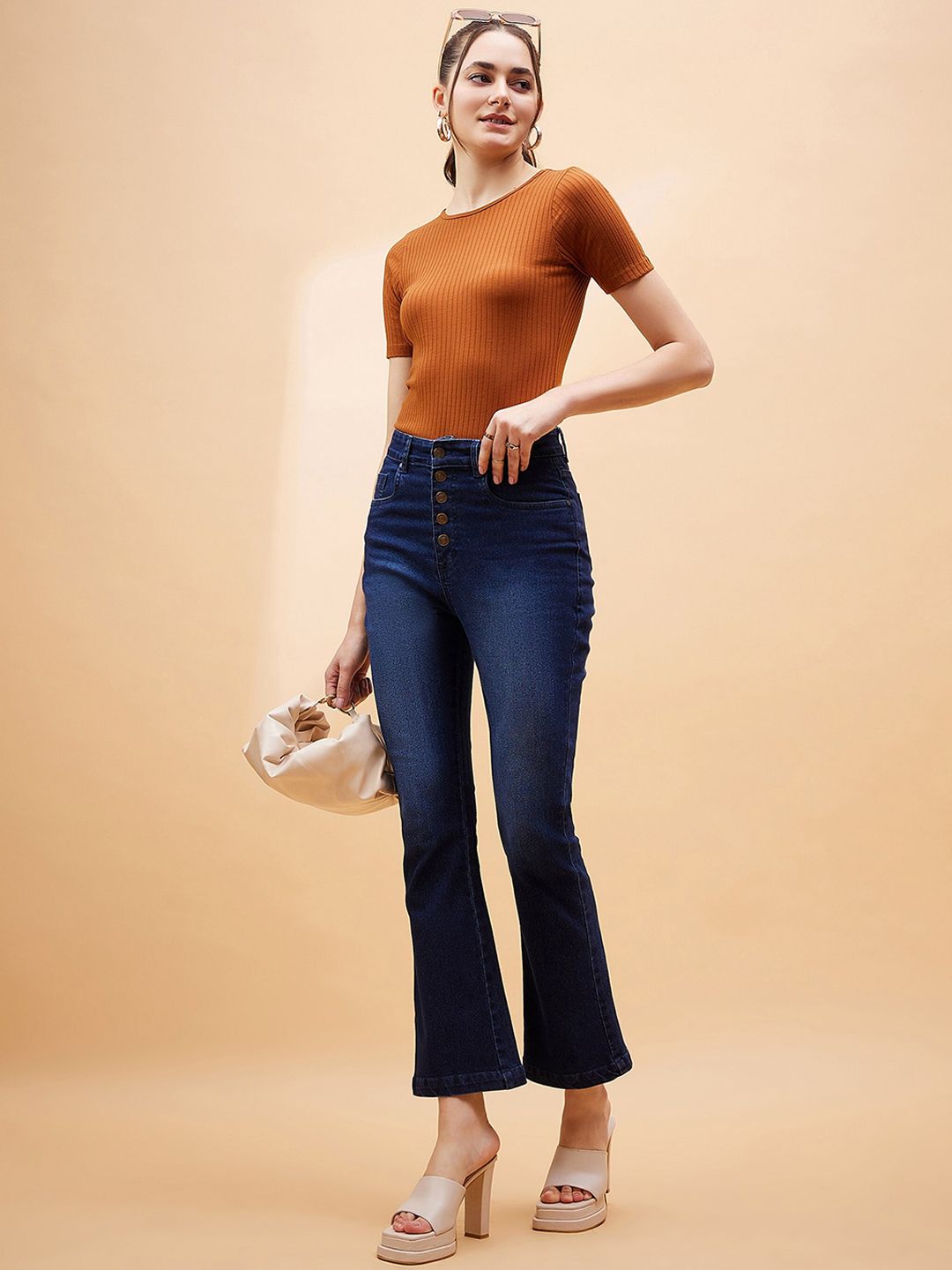 SASSAFRAS BASICS Women Bootcut Light Fade Clean Look Stretchable Jeans