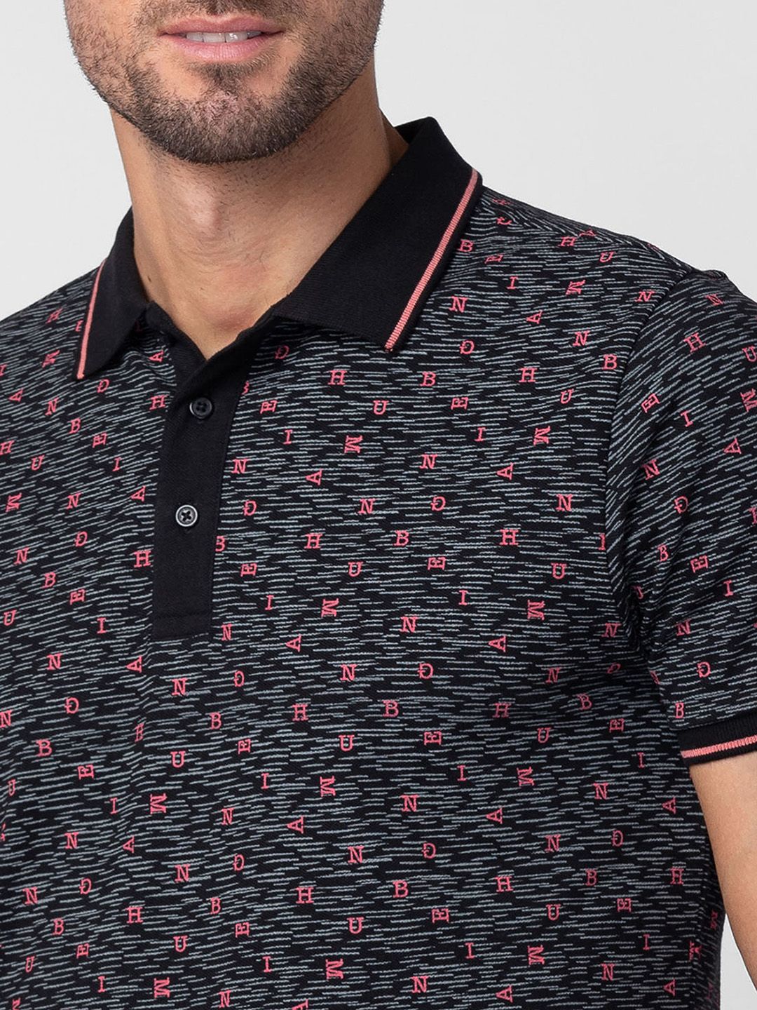 Being Human Men Pure Cotton Typography Printed Polo Collar T-shirt