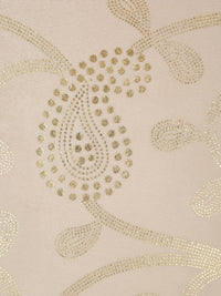 HOSTA HOMES Cream-Coloured & Gold-Toned Set of 2 Ethnic Motifs Velvet Square Cushion Covers
