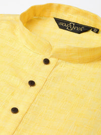 SOJANYA Lelaki Yellow Checked Straight Kurta