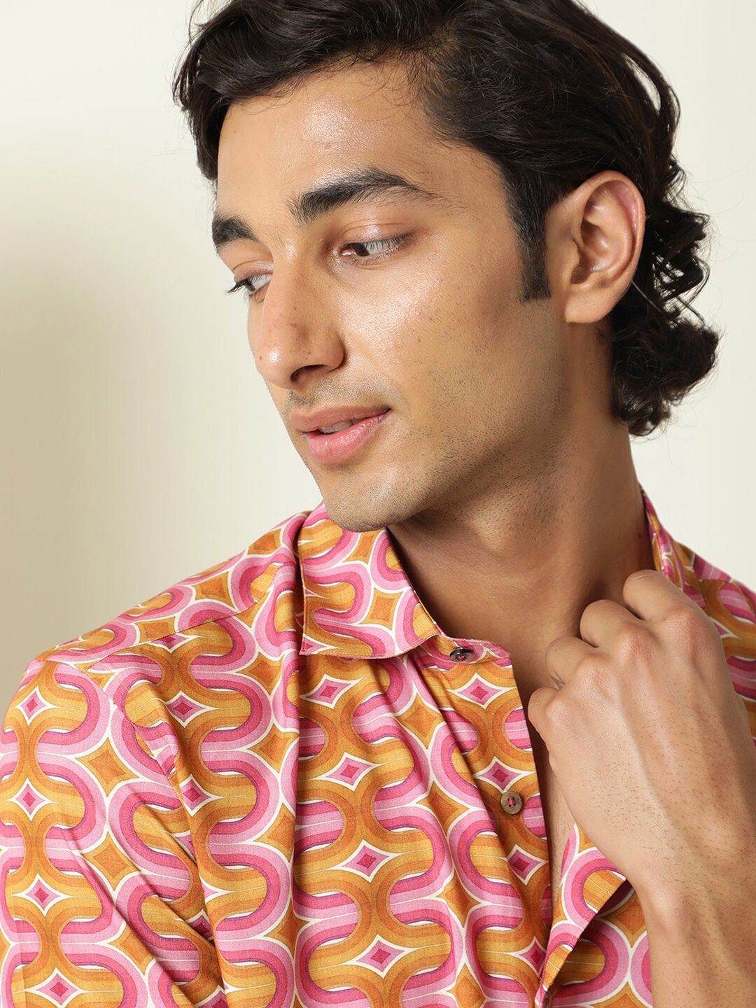 RARE RABBIT Rebeus Slim Fit Geometric Printed Shirt