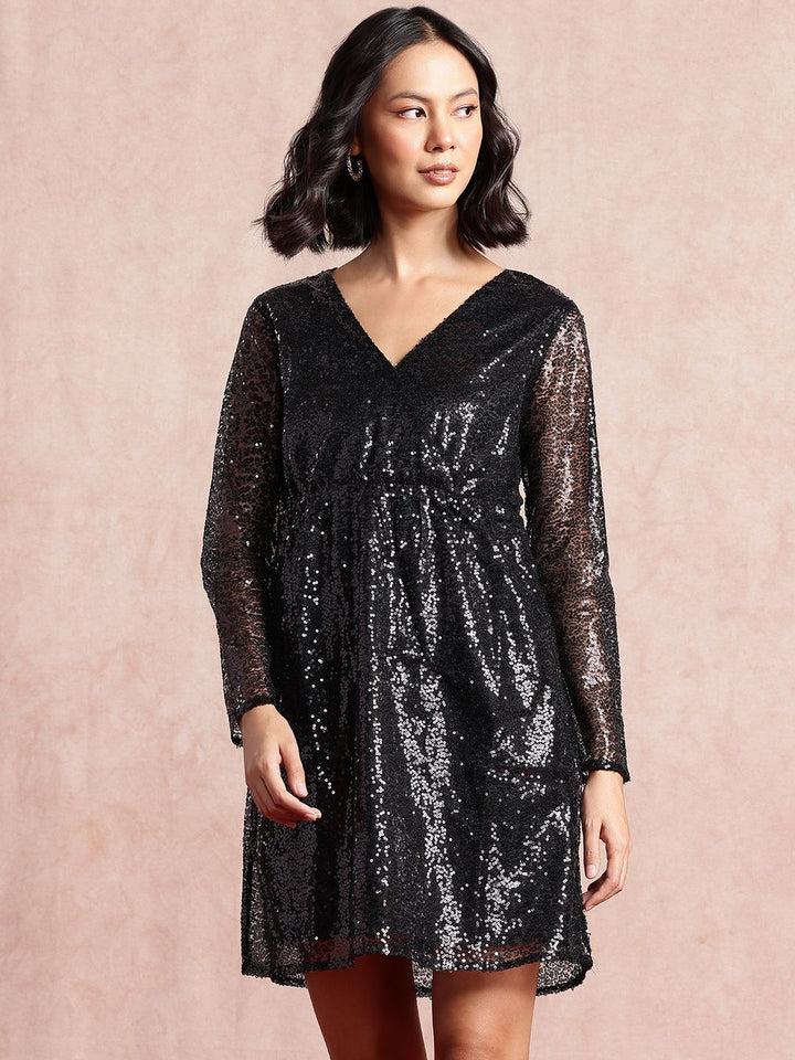 all about you Embellished Wrap Style Empire Dress