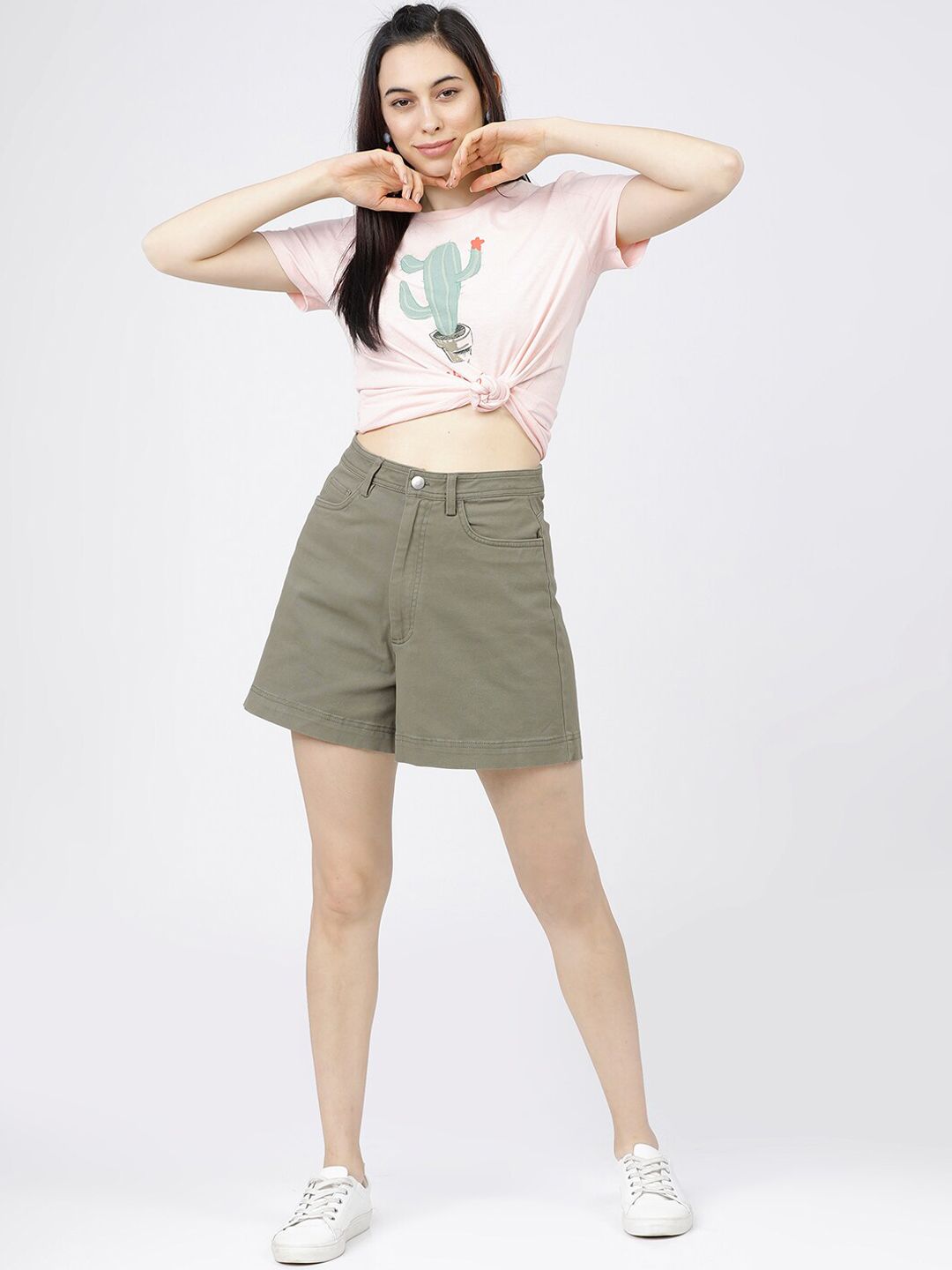 Tokyo Talkies Women Olive Green Regular Shorts
