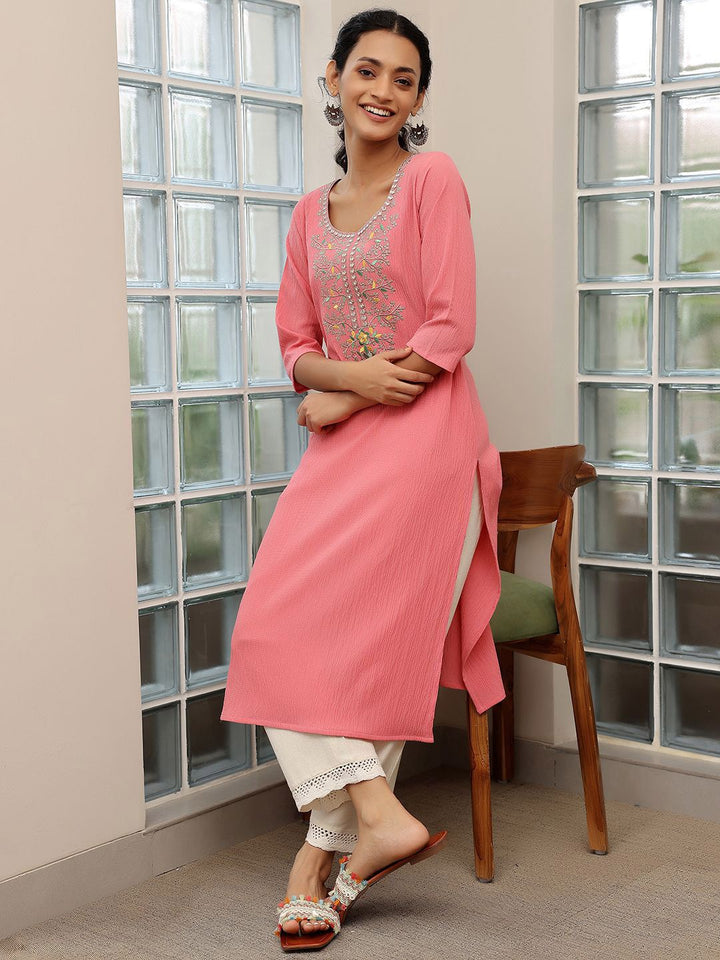 Libas Women Floral Yoke Design Sequinned Floral Kurta