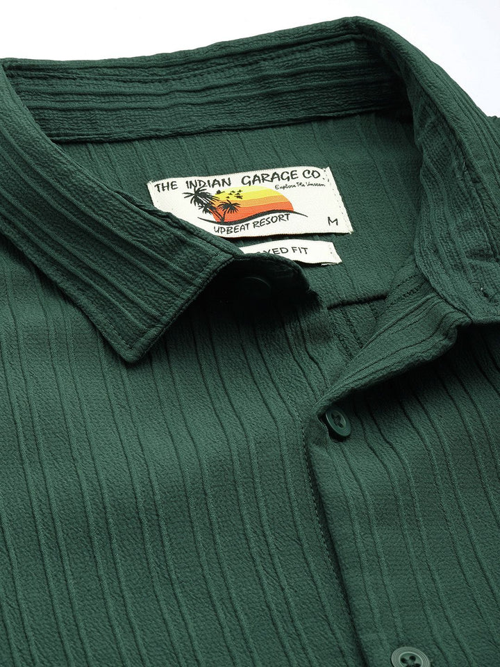 The Indian Garage Co Men Relaxed Fit Solid Dobby Resort Wear Shirt