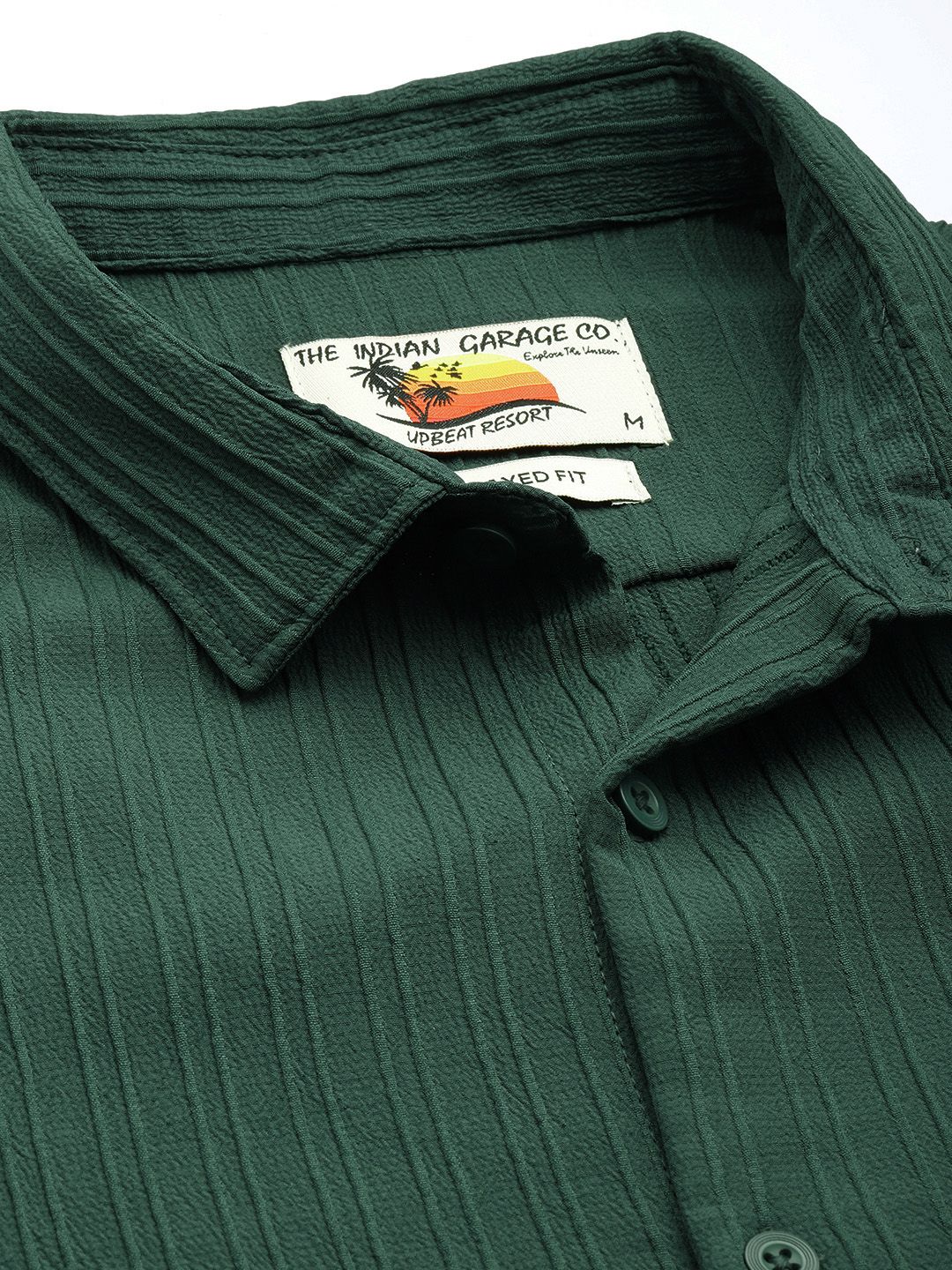 The Indian Garage Co Men Relaxed Fit Solid Dobby Resort Wear Shirt