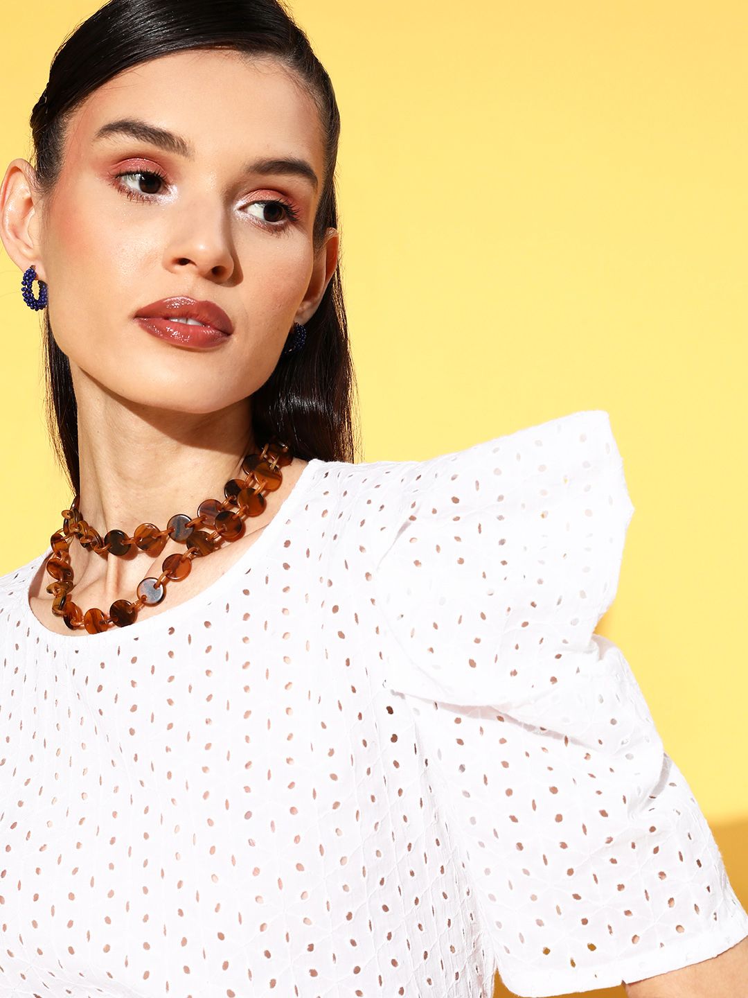 Berrylush White Power Shoulder Top