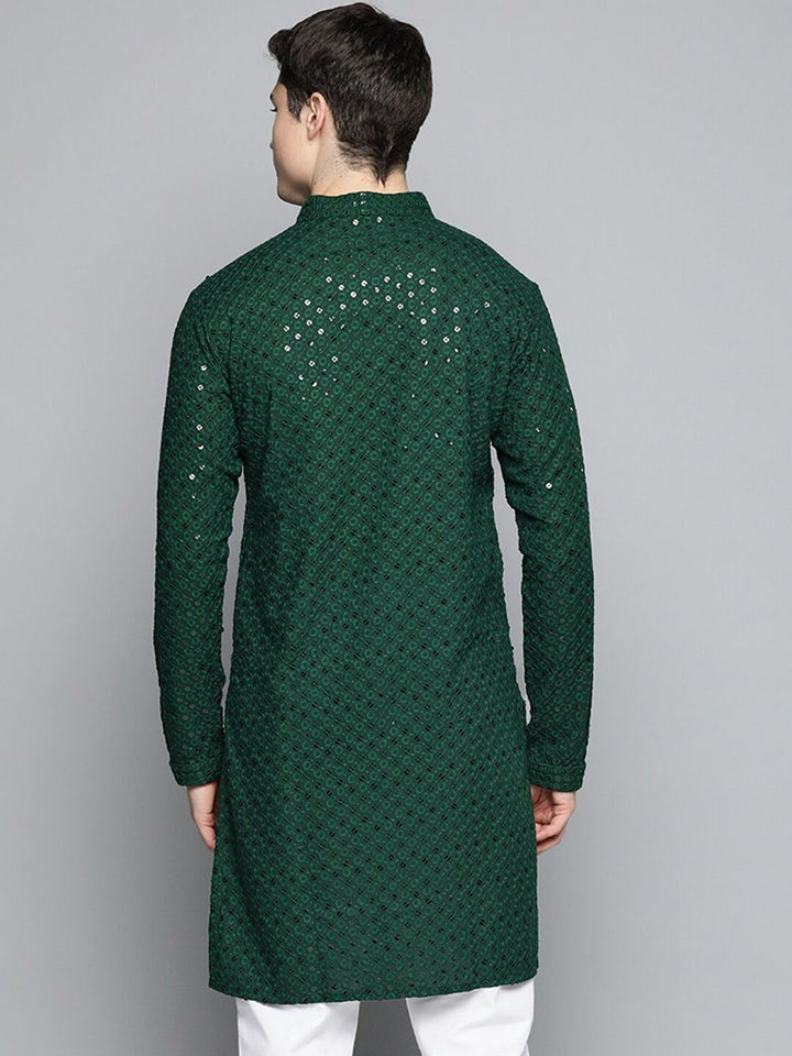 Jompers Men Chikankari Embroidered Cotton Kurta